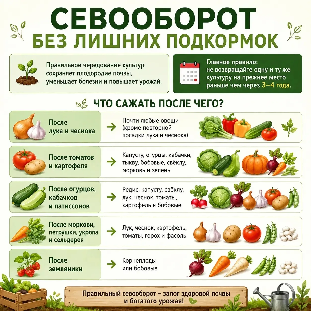 Севооборот без лишних подкормок

Правильное чередование культур помогает сохранить плодородие почвы,