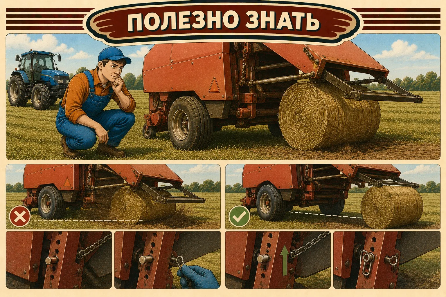 Тюк постоянно цепляет землю при выгрузке? Проверь высоту выброса