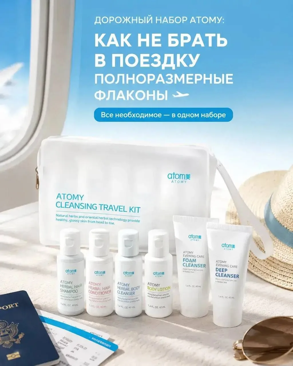 Дорожный набор Atomy: как не брать в поездку полноразмерные флаконы ✈️