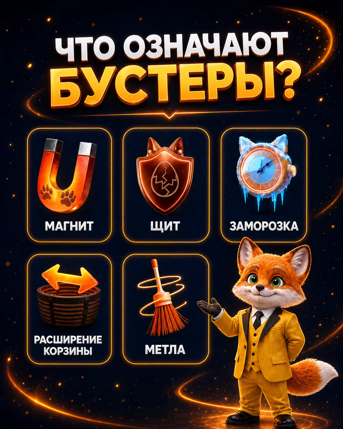 🦊 Что означают бустеры и необычные яйца в Happy Fox?