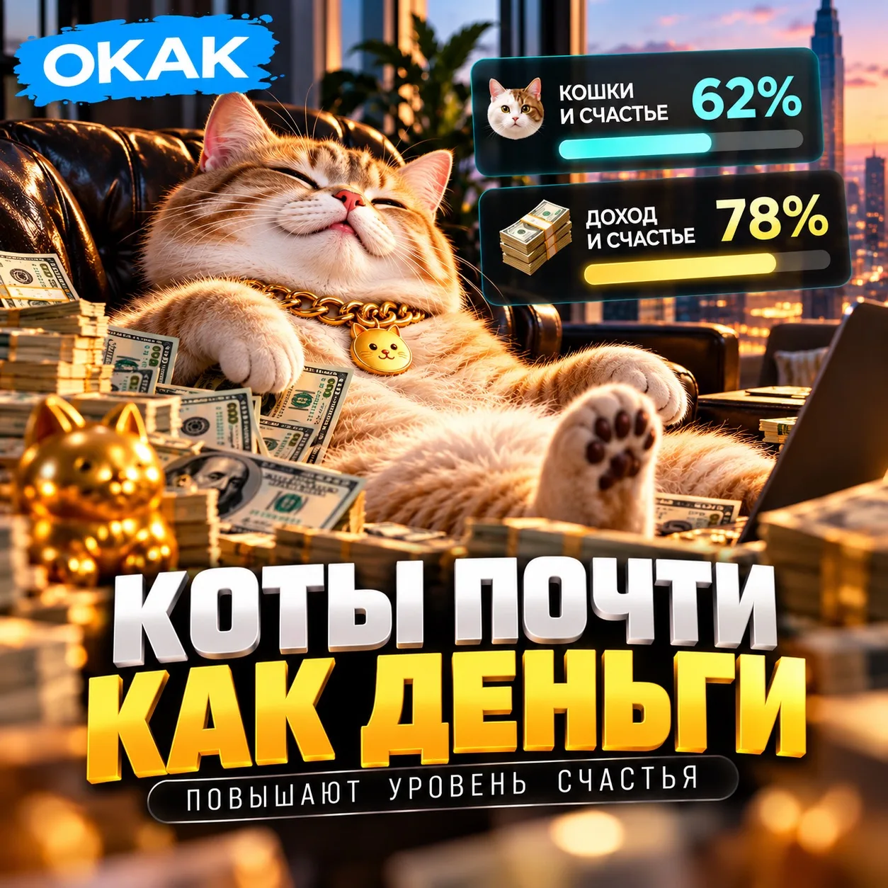 🤑 КОТЫ ПОЧТИ КАК ДЕНЬГИ — повышают уровень счастья
