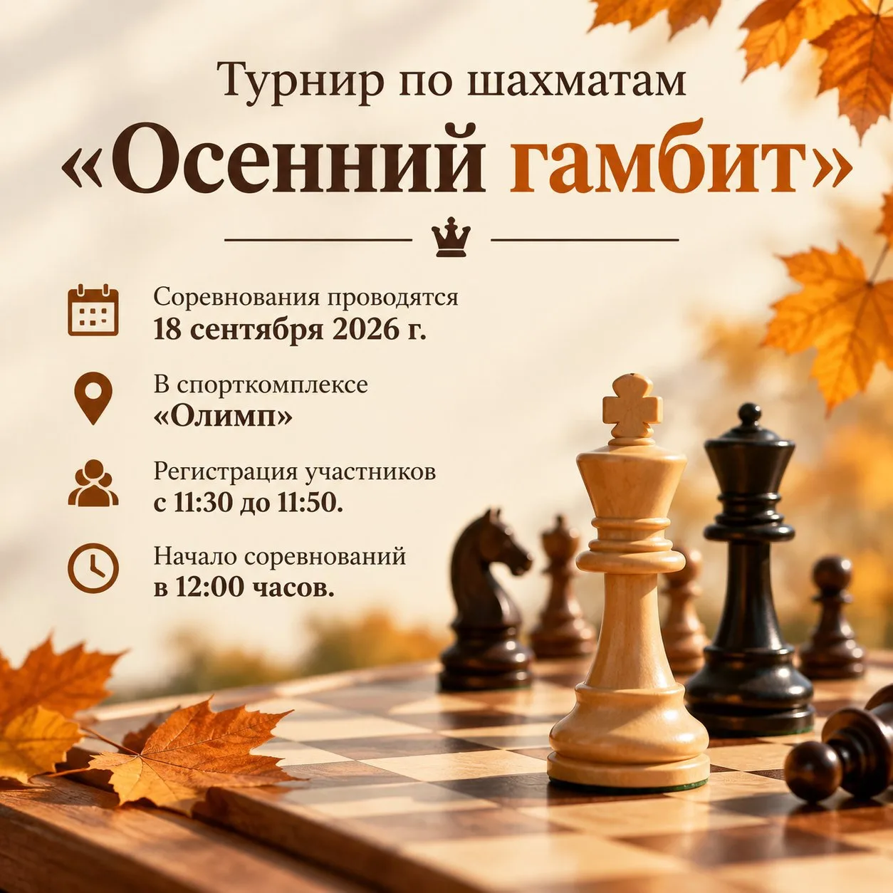 Турнир по шахматам «Осенний гамбит» ♟️