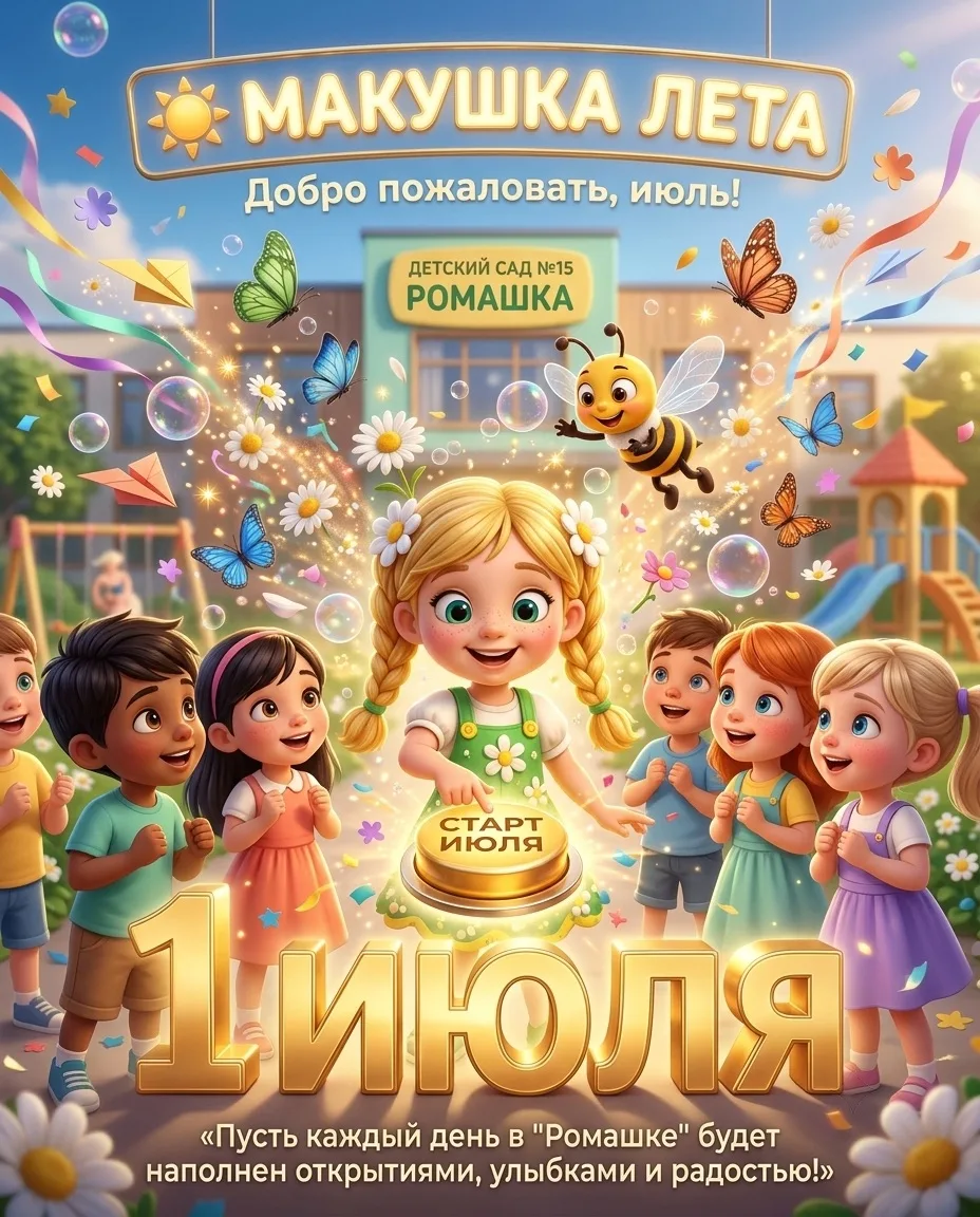 🌞 1 июля — макушка лета! 🌞

Дорогие родители и ребята! Сегодня наступил самый разгар лета — его ма
