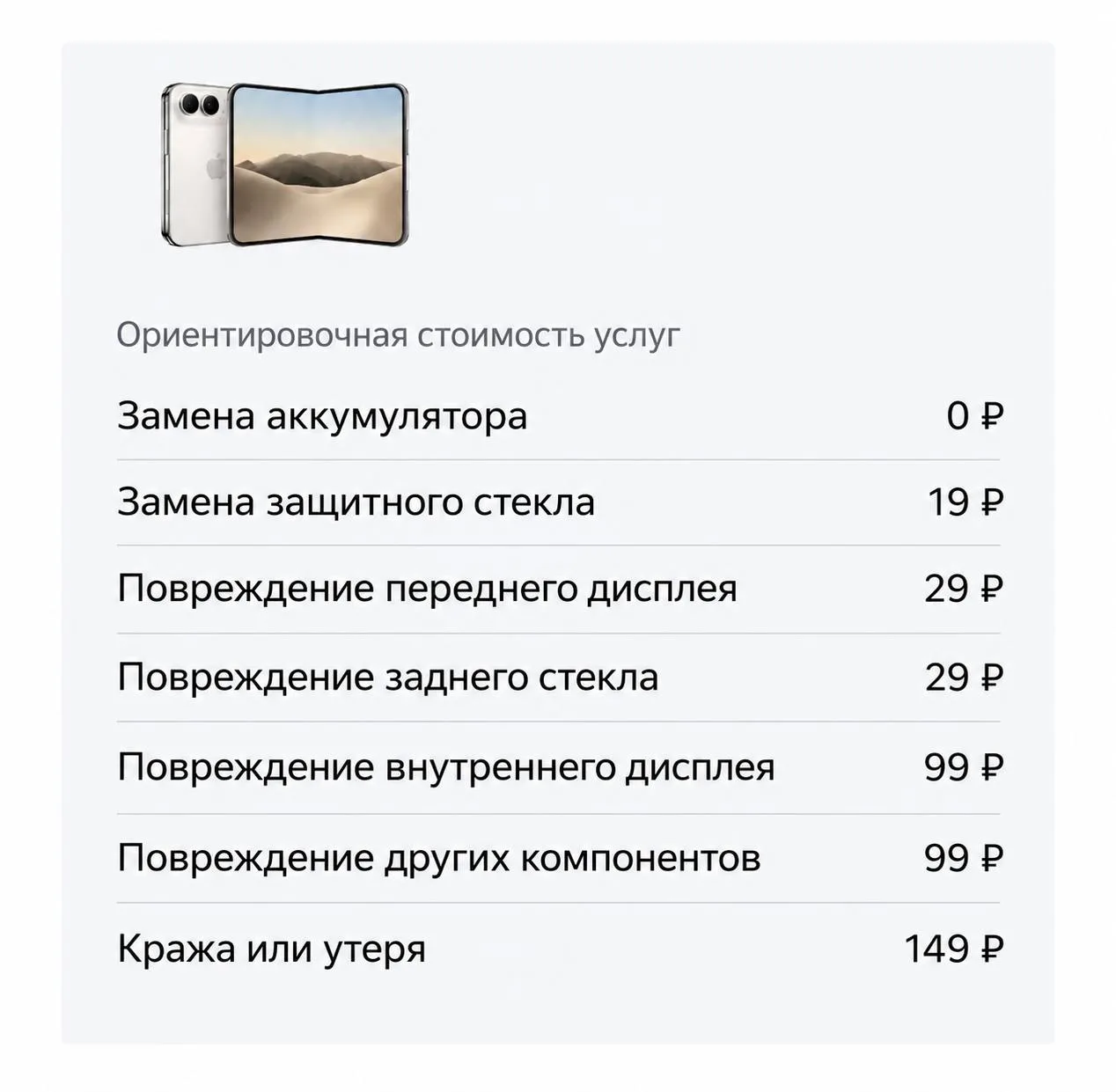 📱 Вот стоимость ремонта iPhone Duo по программе AppleCare.