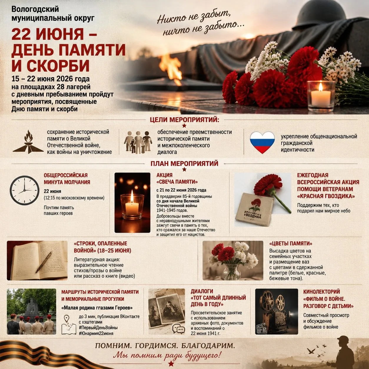 В Вологодском муниципальном округе с 15 по 22 июня 2026 года, в рамках мероприятий, посвященных Дню 