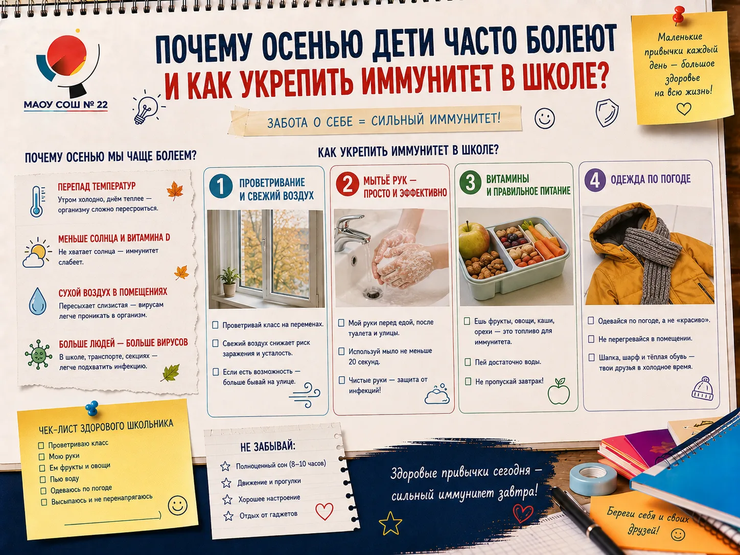 Сентябрь-октябрь — сезон простуд. Как не выпасть из учёбы? 🍂