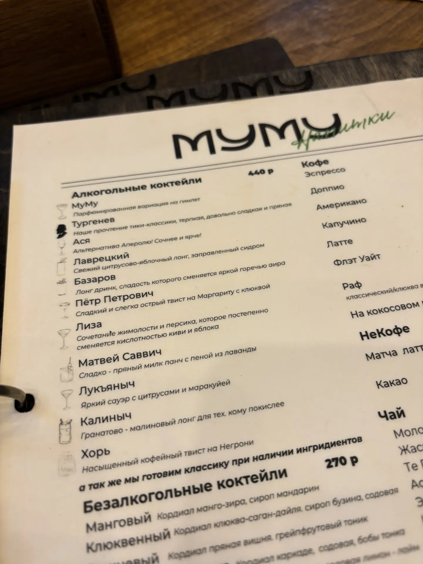 Как вам названия коктейлей в кафе «Муму» в Орле?🤣
