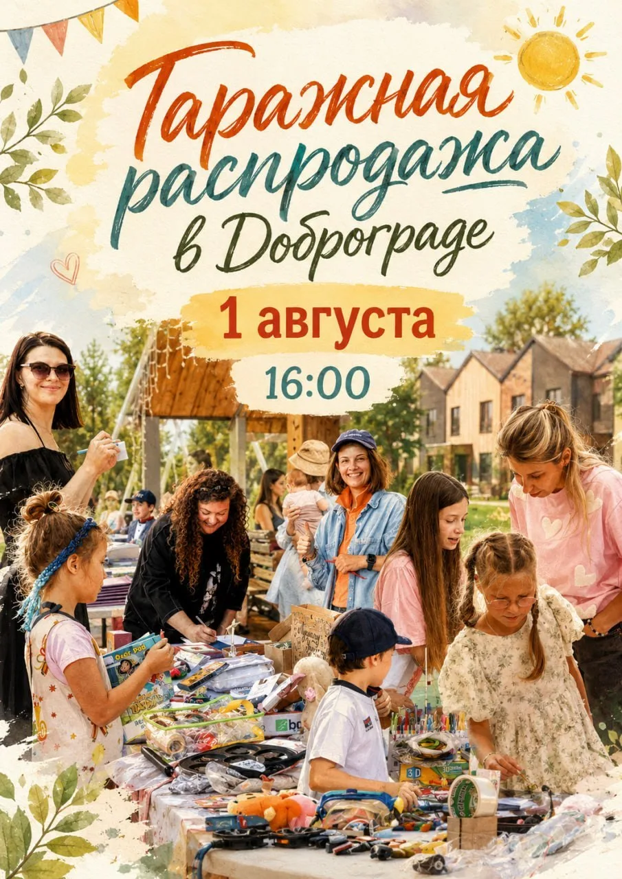 🛍 Уже завтра в Доброграде пройдёт гаражная распродажа

1 августа в 16:00 встречаемся на баскетбольн