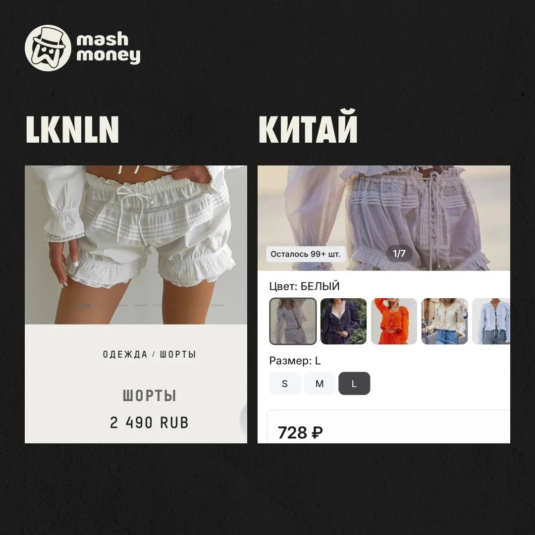 Магазин шмоток для зумерш Look Online перешивает бирки за копейки, ворует принты у дизайнеров и берё