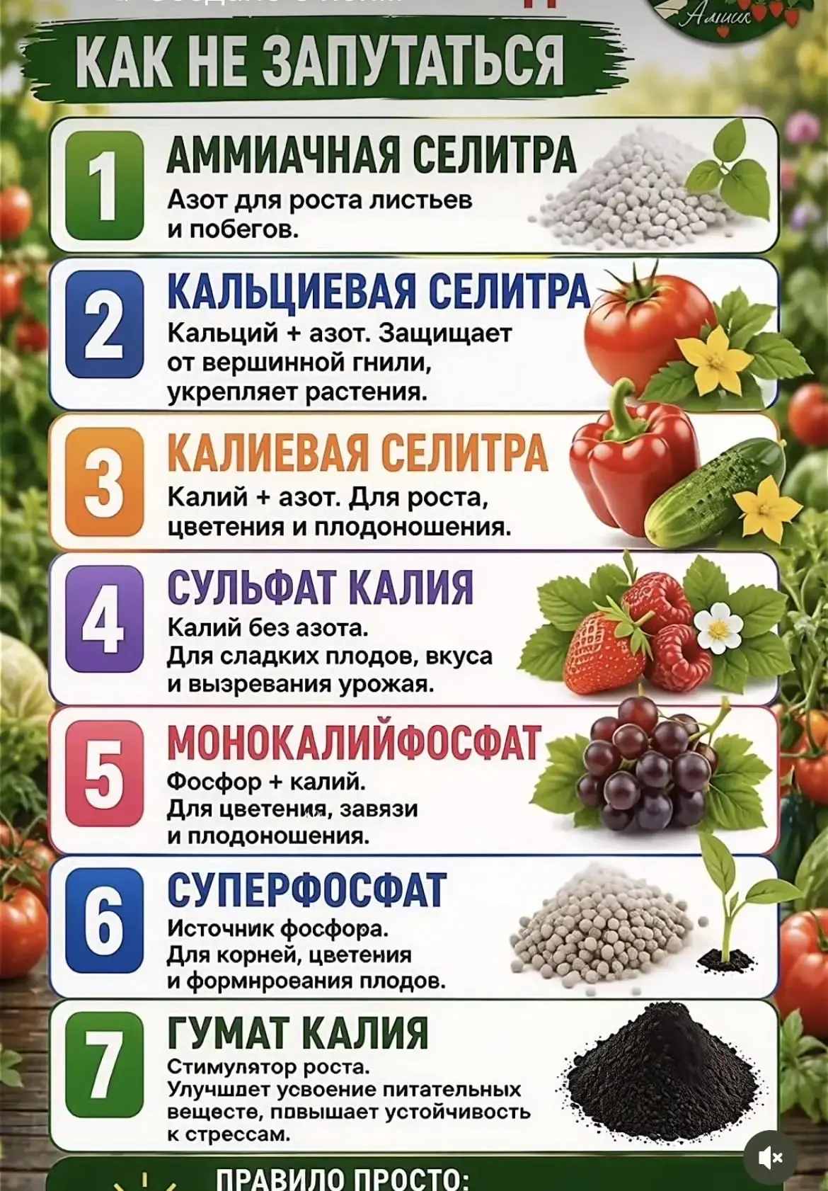 📚 ШПАРГАЛКА ДАЧНИКА: Как не запутаться в удобрениях?