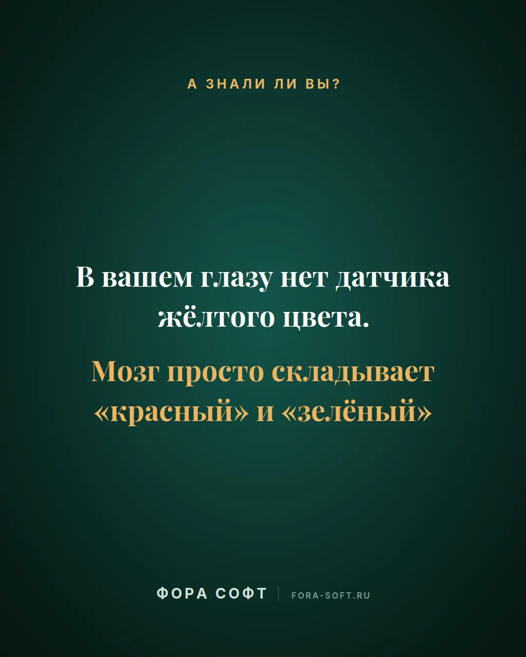 В вашем глазу нет датчика жёлтого цвета. Мозг просто складывает «красный» и «зелёный».