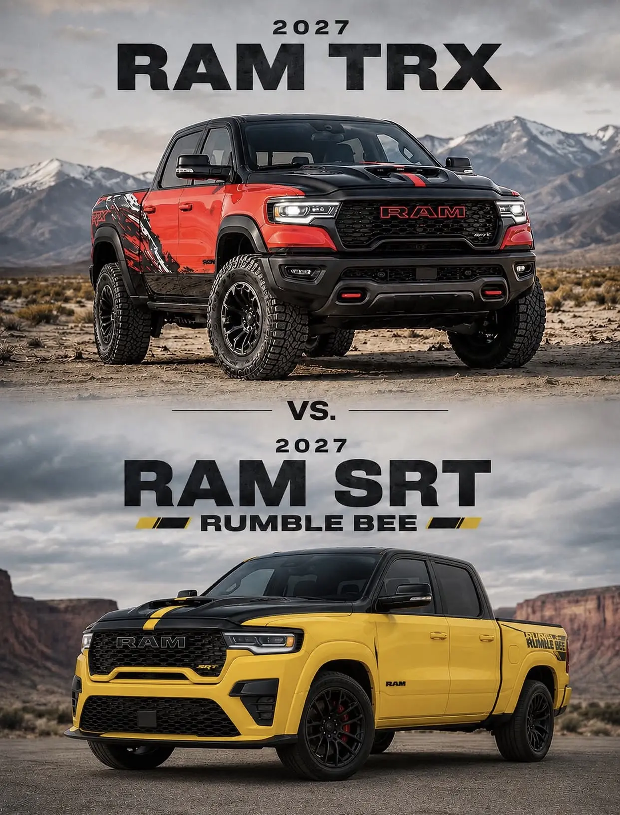 Новые Ram TRX 2027 года и Ram SRT 
Rumble Bee 2027 года, возможно, и оснащены 777-сильным 6,2-литров