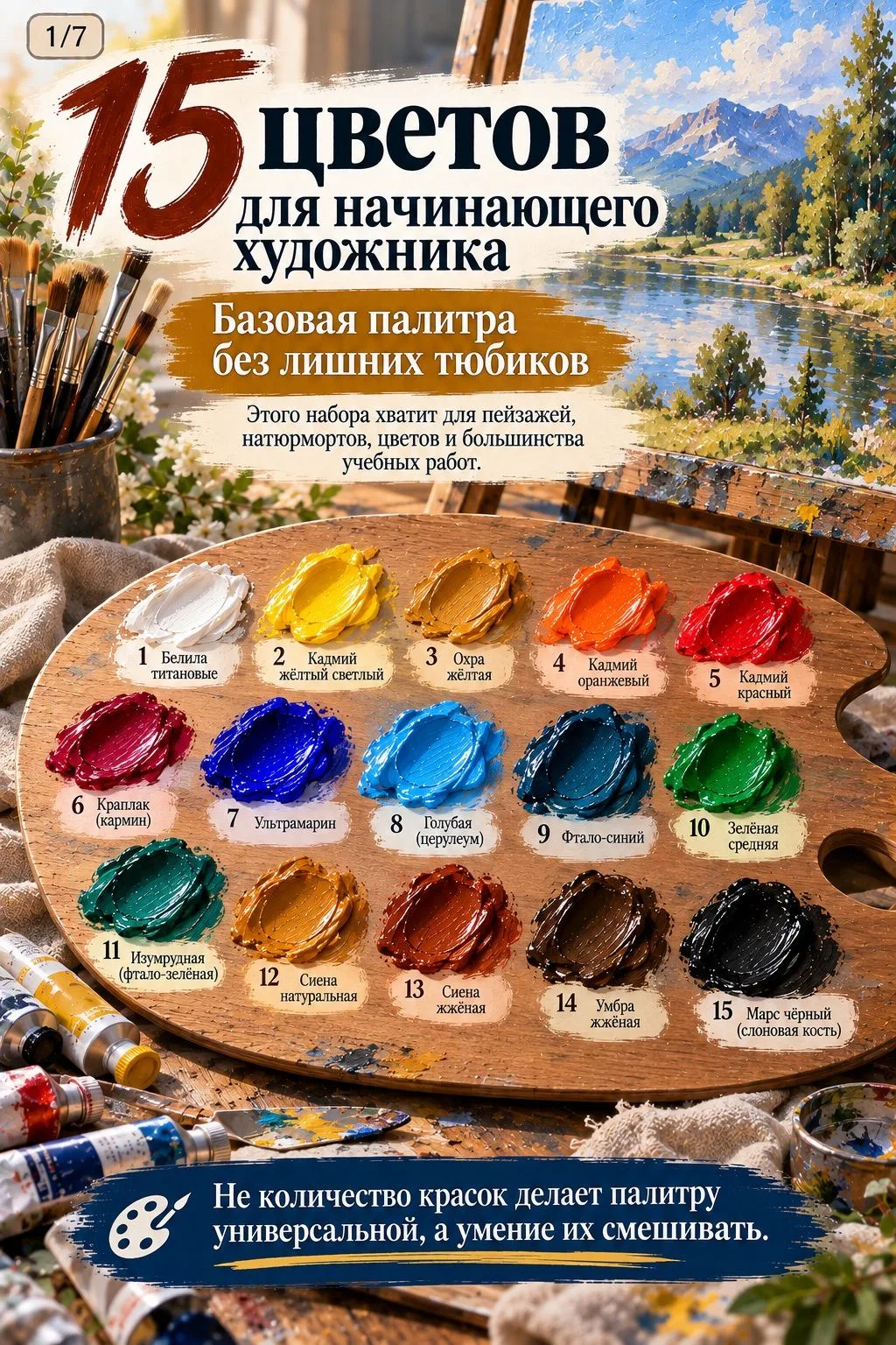 🎨 15 цветов для начинающего художника: базовая палитра