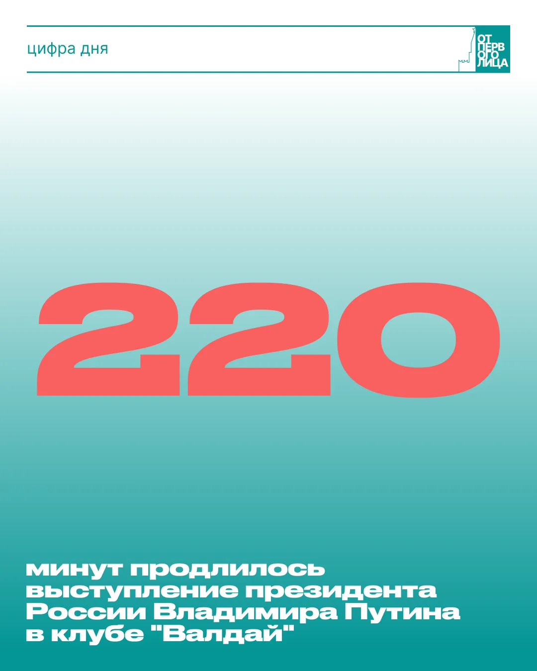 ⏳ 220 минут продлилось выступление президента России Владимира Путина в клубе "Валдай".
