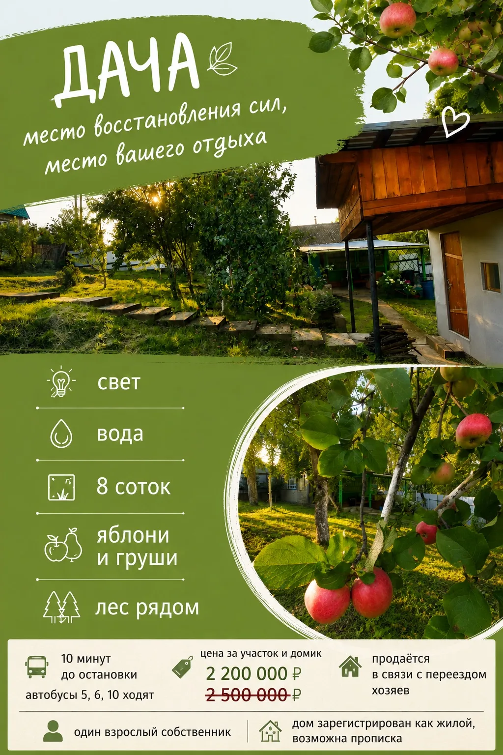 🍎 Дача, на которой не нужно пахать. Можно отдыхать.