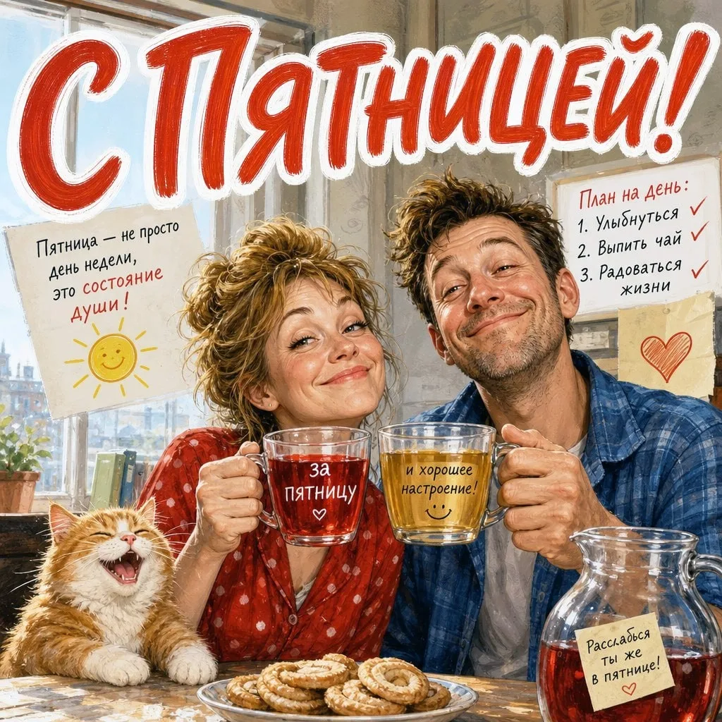 🍀 С Пятницей! 🍀

Вот и наступила пятница — день, который многие ждут с особым настроением! 😊
Пуст