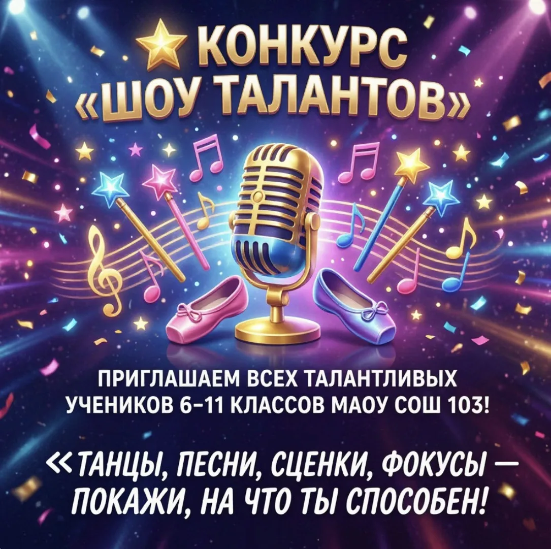 Объявляется конкурс «Шоу талантов» среди 6-11 классов🤩