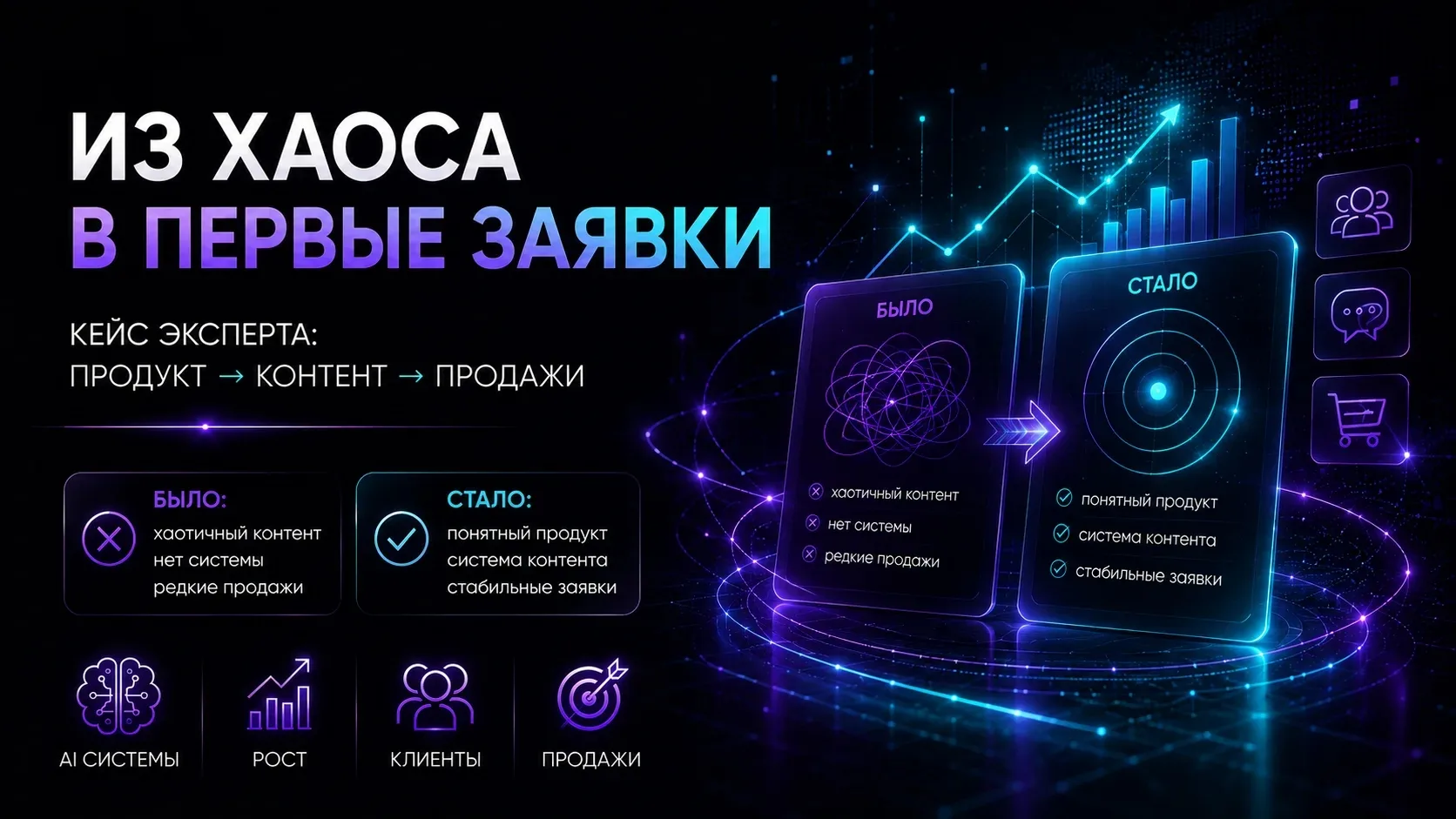 Как эксперт вышел из хаоса в первые стабильные заявки и продажи

Ко мне пришёл эксперт,
у которого б