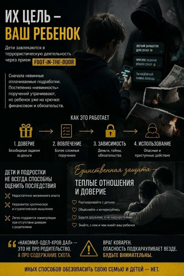 📌Сегодня преступники всё чаще используют интернет не только для обмана взрослых, но и для вовлечени