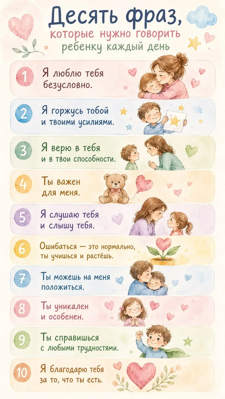 Эти 10 фраз — не просто слова, а фундамент, на котором держится детская уверенность в с...