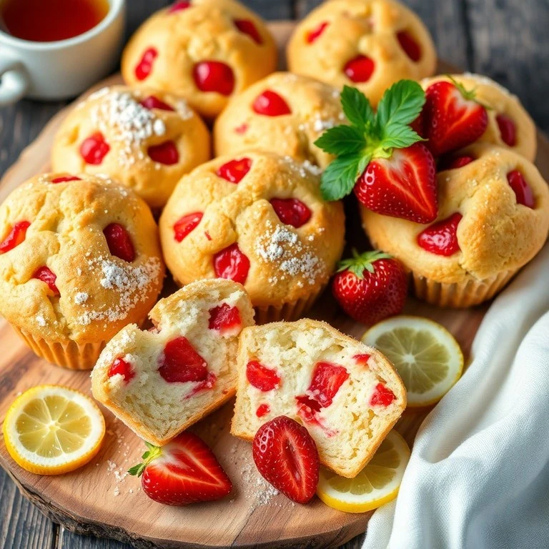 🍓 Творожные кексы с клубникой и цедрой лимона 🍓
