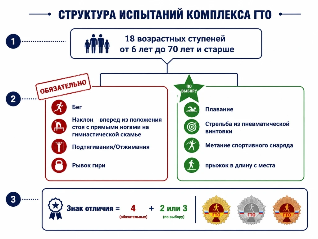 ❕КАК УСТРОЕНЫ НОРМАТИВЫ ГТО: СТУПЕНИ, ОБЯЗАТЕЛЬНЫЕ ТЕСТЫ И ВЫБОР