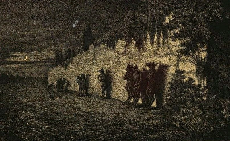 Иллюстрация к произведению Ж. Санд "Городские легенды"
— Морис Санд
(1823 - 1889)

...Эти странные в