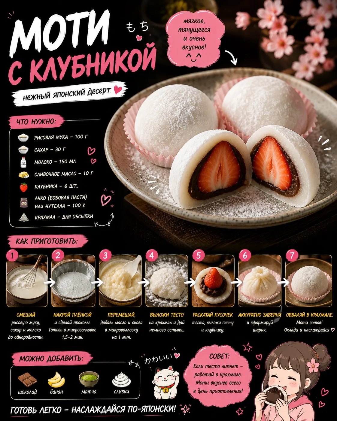🍓 МОТИ С КЛУБНИКОЙ ✨