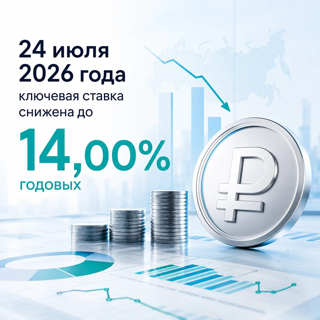 Совет директоров Банка России 24 июля 2026 года снизил ключевую ставку на 25 базисных пунктов — до 1