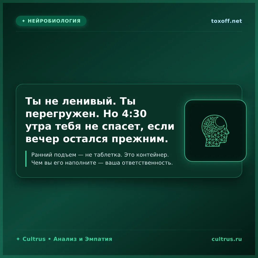 Ранний подъем без вечерней опоры — это не дисциплина, а долг перед собственным телом
