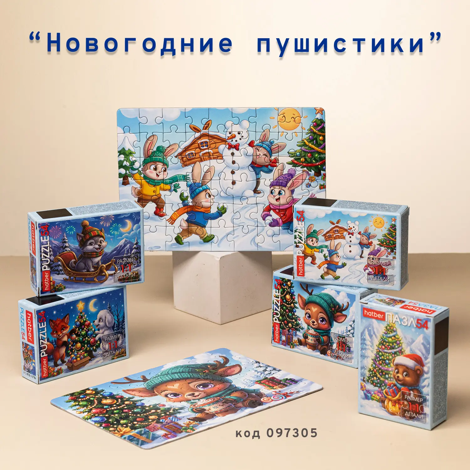 🧩 «Новогодние пушистики»: маленькие пазлы с большим уютом