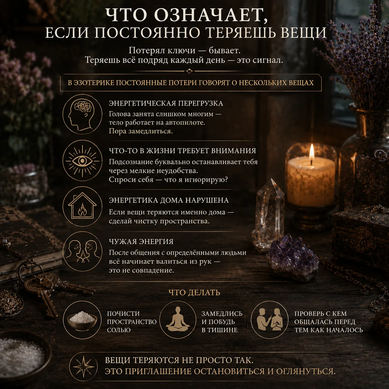 🔍 Что означает если постоянно теряешь вещи

Потерял ключи — бывает. Теряешь всё подряд каждый день 