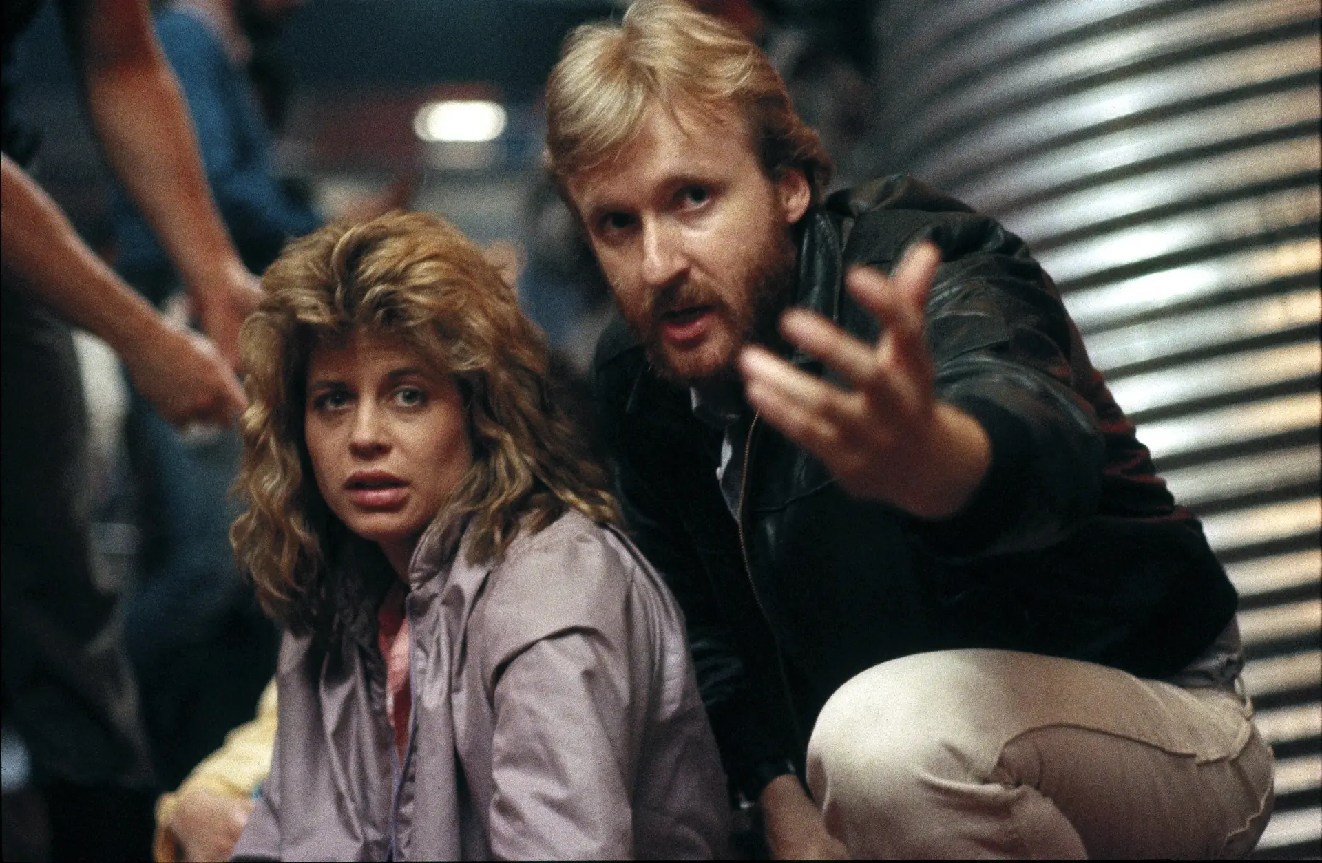 Арнольд Шварценеггер и другие на съёмках фильма «Терминатор» (1984)