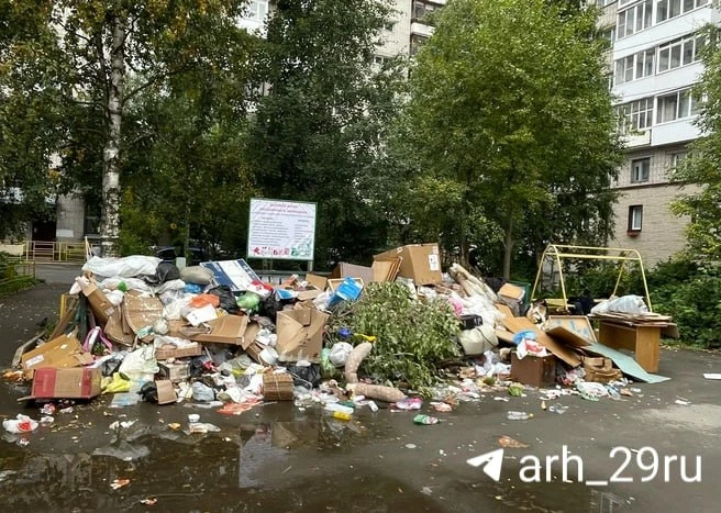 🗑 В центре Архангельска снова переполнилась площадка для отходов