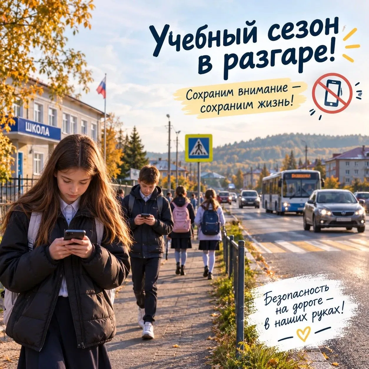 🎒 Учебный сезон в разгаре! Утром улицы оживают: дети спешат на уроки, автобусы и машин...