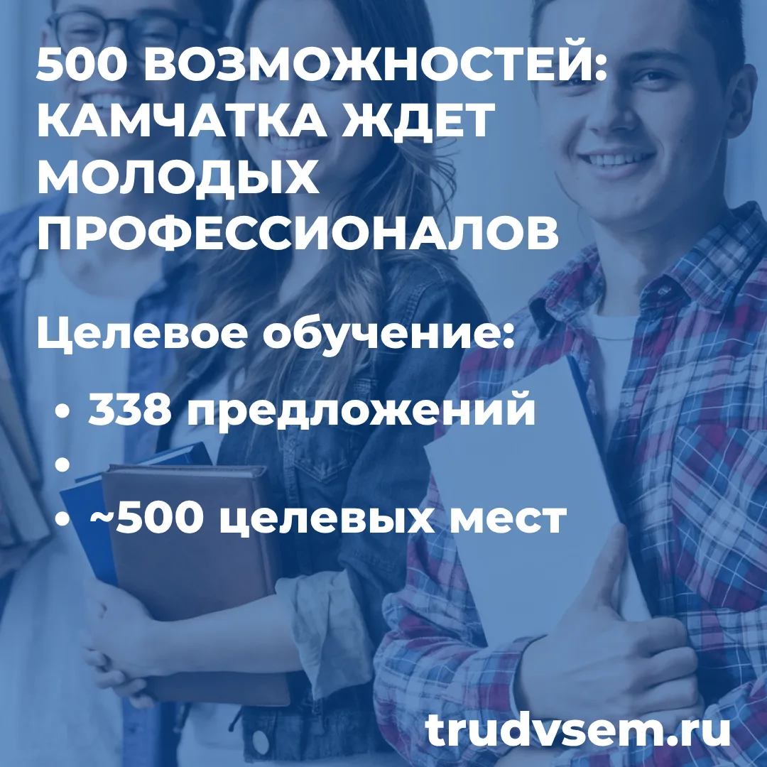 500 возможностей: Камчатка ждет молодых профессионалов! 🚀

На портале «Работа России» стартовал мас