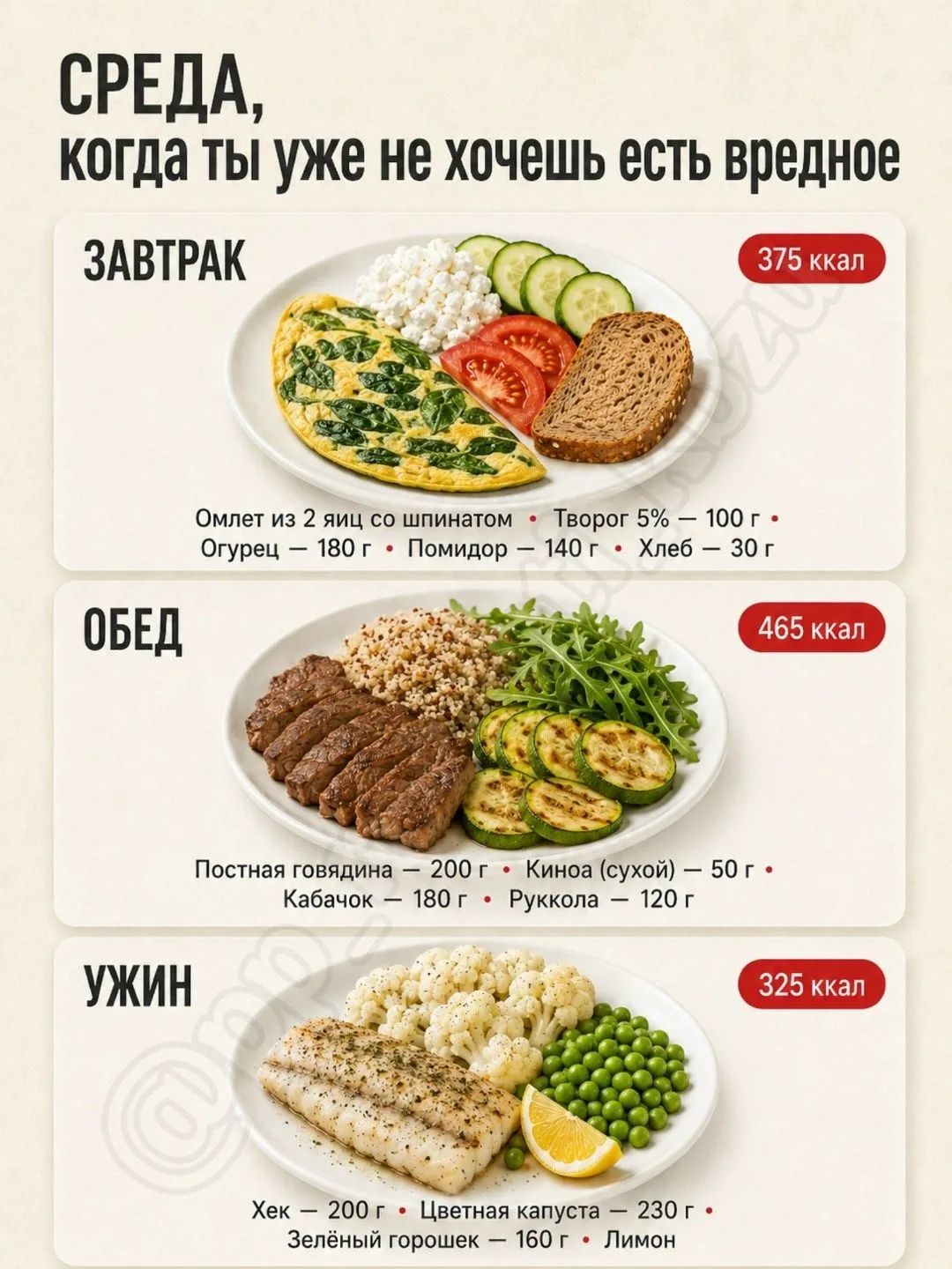 Рацион на среду - в продолжении нашей рубрики.