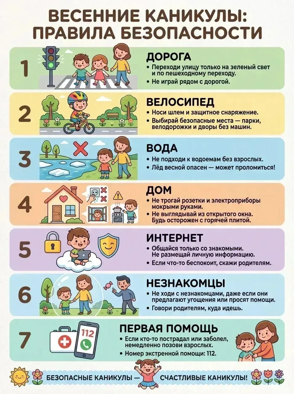 Пусть весенние каникулы будут не только активными, но и безопасными!