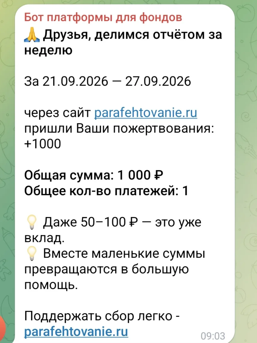 Отчет о пожертвованиях