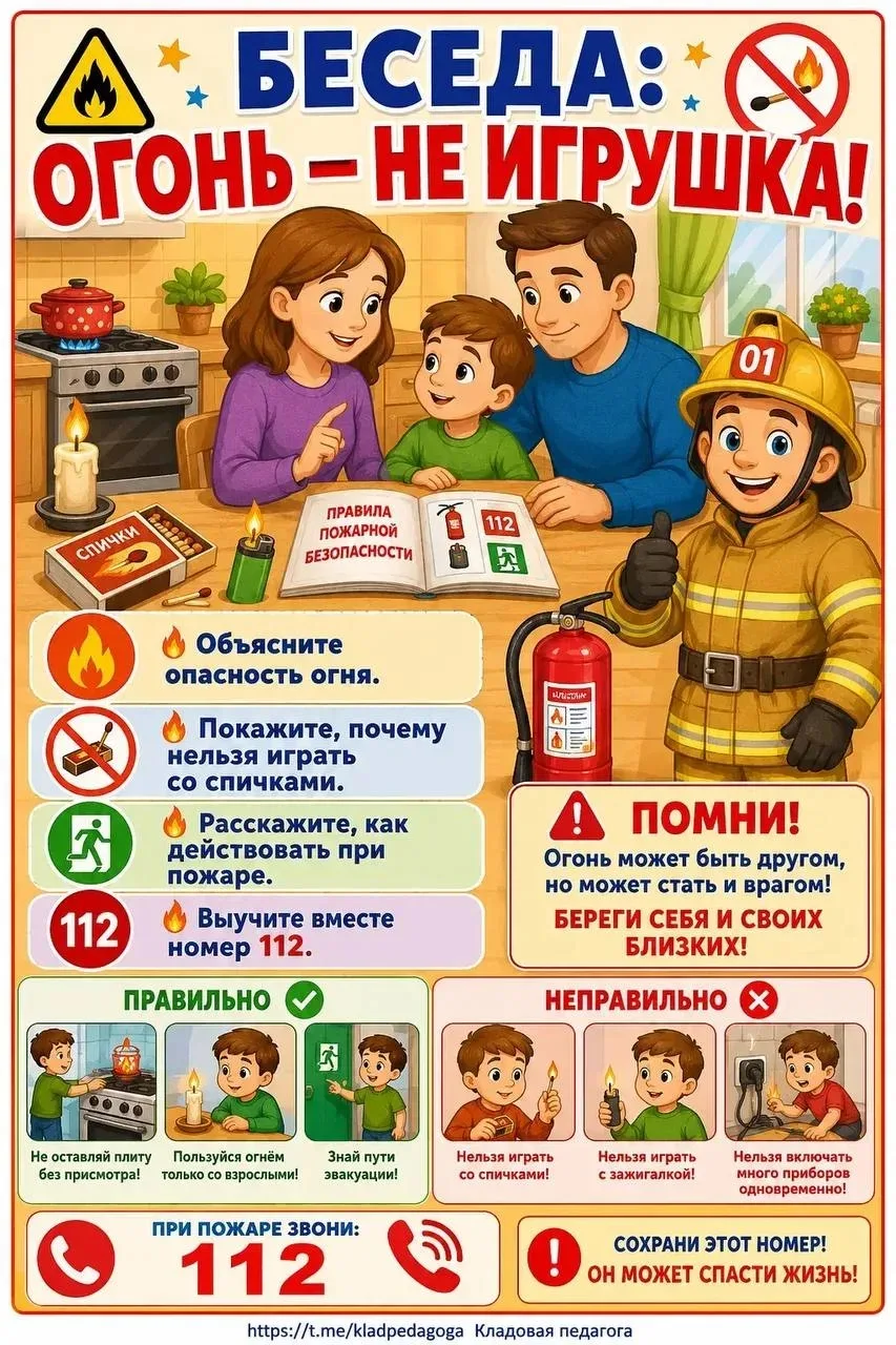 🔥 «Огонь — не игрушка!»: учим малышей правилам безопасности 🔥

Сегодня хотим поговорить о том, что