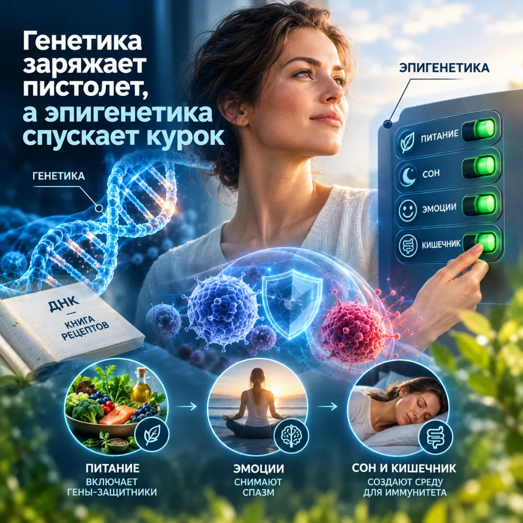 🧬 «Генетика заряжает пистолет, а эпигенетика спускает курок»: Как управлять своими генами