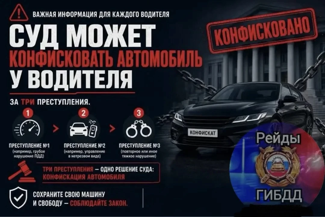 ⚖ Суд может конфисковать автомобиль (то есть принудительно и безвозмездно передать его ...