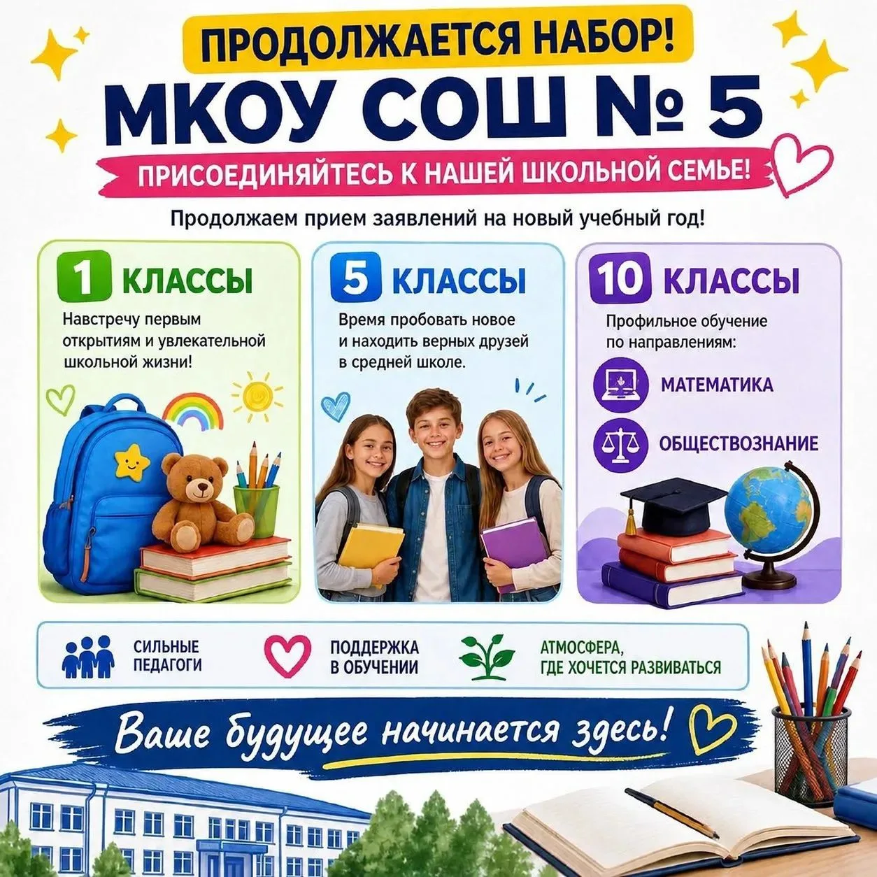 ✨ Продолжается набор в МКОУ СОШ № 5! Присоединяйтесь к нашей школьной семье! ✨