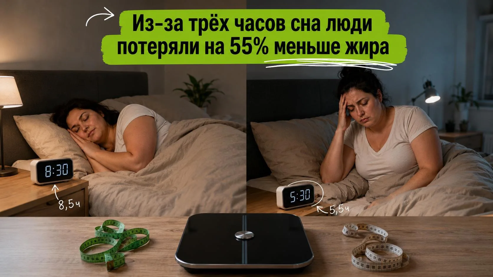 🤯 Из-за трёх часов сна люди потеряли на 55% меньше жира

Это результаты контролируемого исследовани