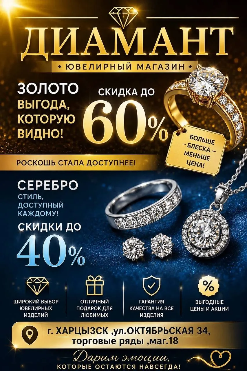 🔥 Большие скидки в ювелирном магазине «Диамант»! 🔥