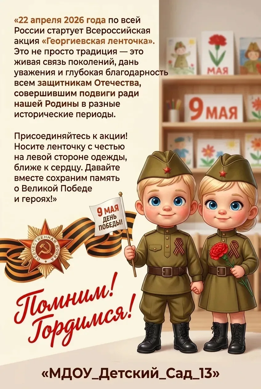 🎗️﻿С 22 апреля по 9 мая 2026 года, в преддверии 81-ой годовщины Великой Победы, по все...