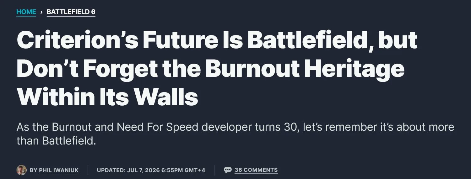 Серии Need for Speed и Burnout официально умерли — разрабов Criterion насильно заставили работать на