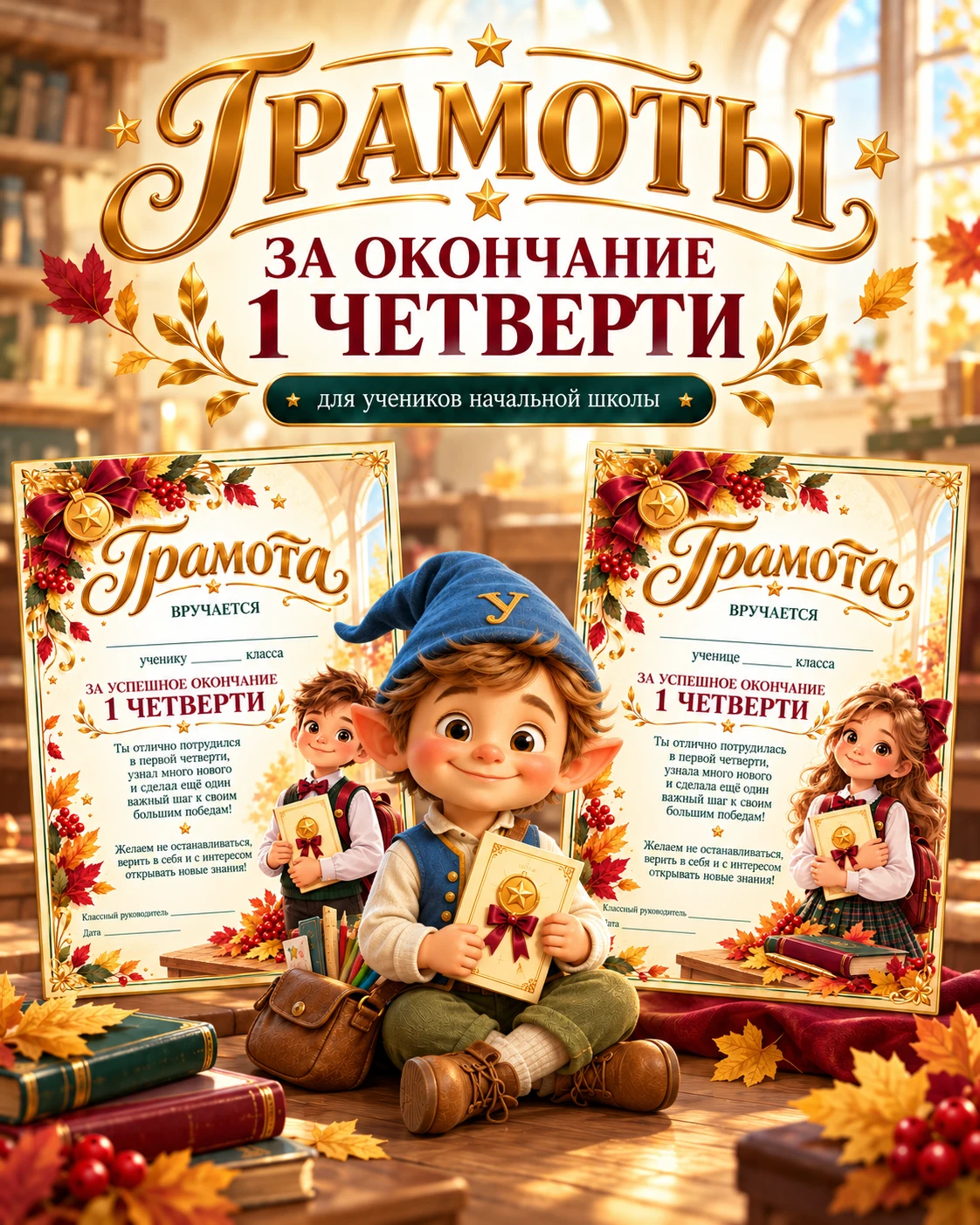 🍂 Ну ооооочень уж красивые грамоты за успешное окончание 1 четверти! 😍