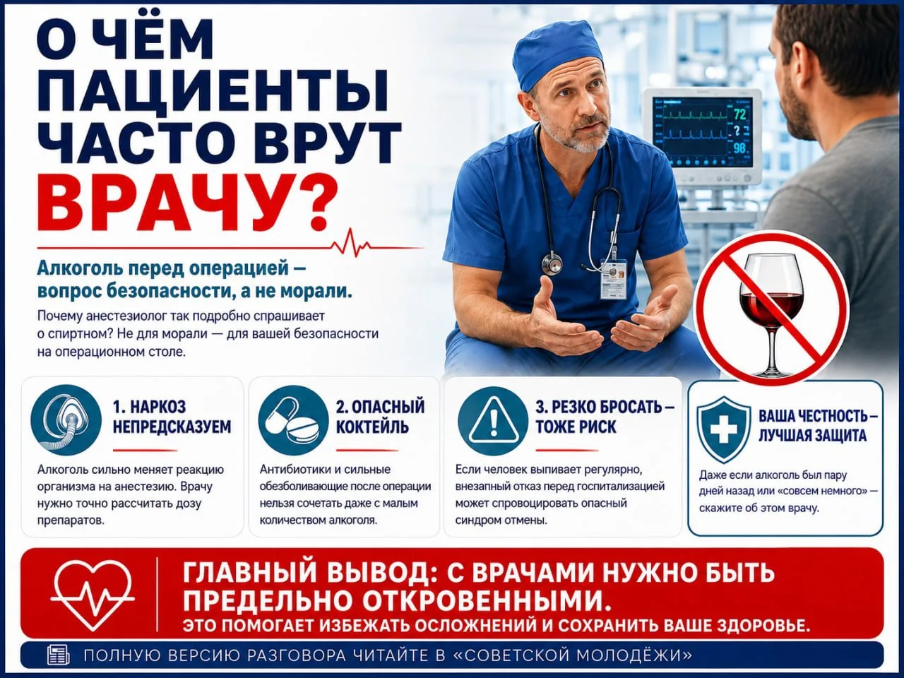 Тот самый вопрос, на который пациенты часто врут врачам 🤫