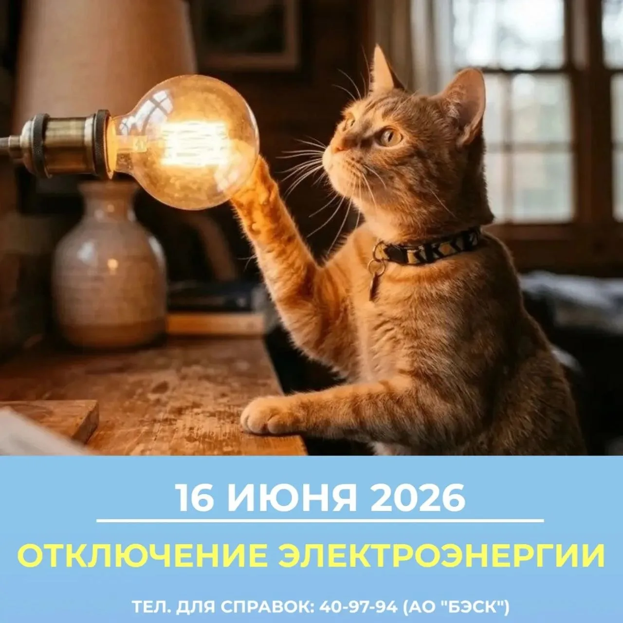 💡16 июня 2026 плановое отключение электроэнергии по адресам:

📎 с 10:00 до 11:30 - ул. Мало-Енисей